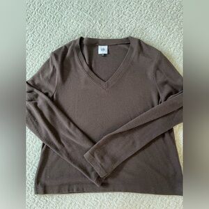 CAbi Relaxed Tee V-Neck in Brown